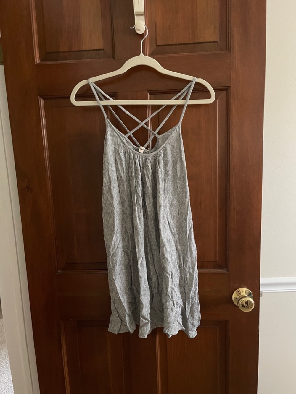 Elan Heathered Gray Strappy Summer Dress